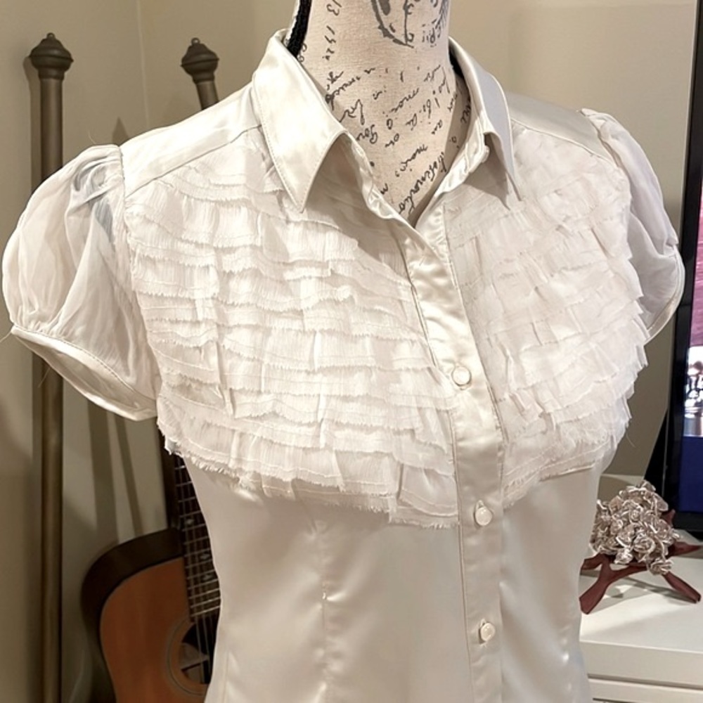 Surrealist Ruffle Front Blouse - Picture 3 of 11